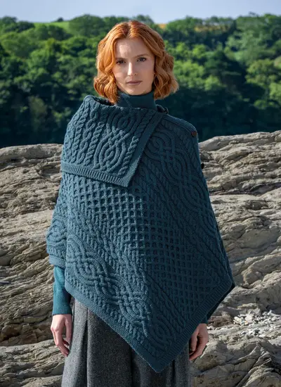Honeycomb Cable Button Poncho 